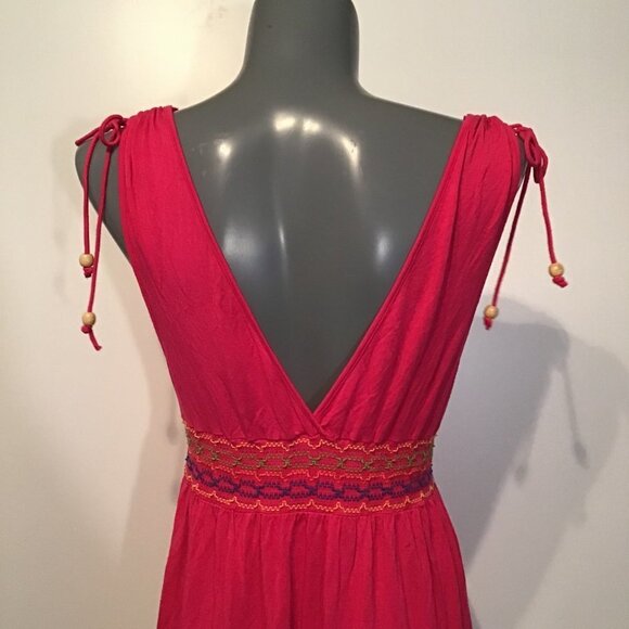 Pink by Victoria's Secret Deep V Tie Shoulder Sundress Size L - Picture 6 of 12